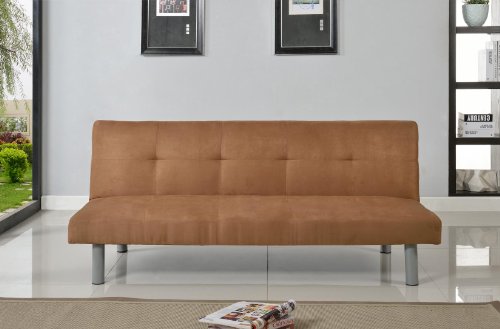 Faux Suede 3 Seater Quality Sofa Bed - Click Clac fabric sofabed in CINNAMON