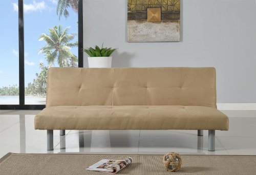 Faux Suede 3 Seater Quality Sofa Bed - Click Clac fabric sofabed in CREAM