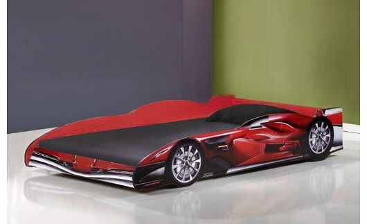 Comfy Living Jenson 3ft Single Childrens Red Racing Car Bed   Mattress