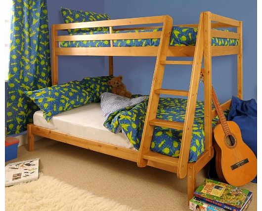 Triple Wooden Pine Bunk Bed 3ft & 4ft in Caramel finish - Durleigh
