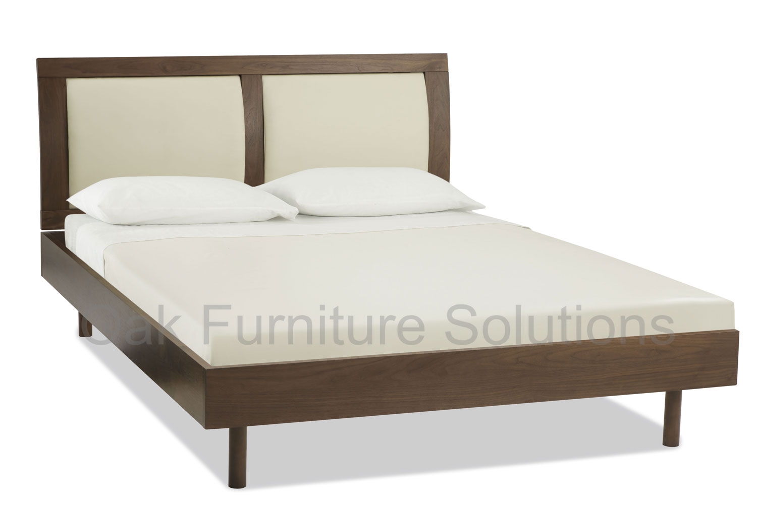 Walnut Bedstead with ivory leather panels -