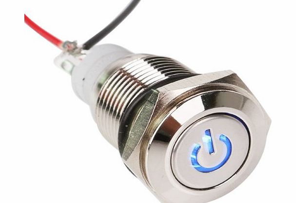 Computer Accessories Generic Blue 16mm 12v Led Metal Push Button On-Off Switch Ring Illuminated