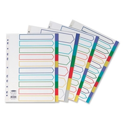 5 Part Assorted Plastic Subject Dividers