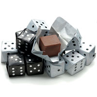 Black and white chocolate dice