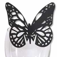 Black laser cut glass butterfly place cards pk 10