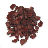 Chocolate brown rose petals in acetate box
