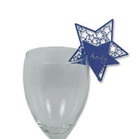 Electric blue star glass place card pk of 10