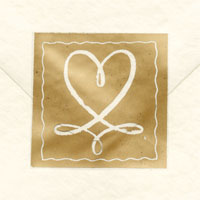Confetti gold heart envelope seals