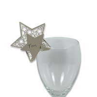 Gold star glass place card pk of 10