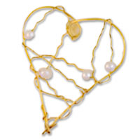 Confetti gold wire & pearl bead hearts
