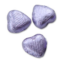 lilac chocolate foil hearts