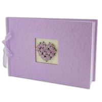 Confetti lilac rosebud heart guest book