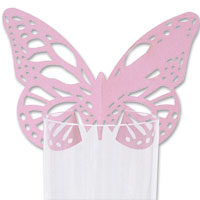 Pink lasercut butterfly place card pk 10