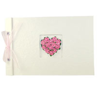 pink rosebud heart guest book