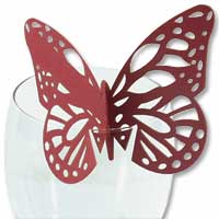 Red laser cut glass butterfly place card pk of 10