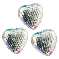 silver chocolate foil hearts - bulk bag