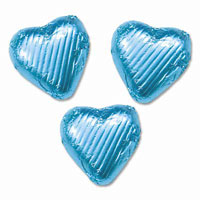 Turquoise chocolate hearts bulk bag