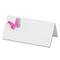 White/hot pink lasercut butterfly place card pk of 10
