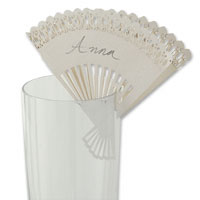 white laser cut fan glass place card pack of 10