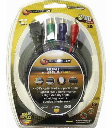 Connect It  2/2m HDMI to 3RCA Male Cable