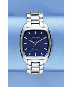 Gents Quartz Square Blue Dial Bracelet Watch