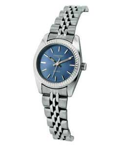 Ladies Blue Dial Silver Coloured Bracelet Watch