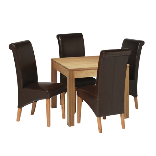 Contemporary Oak 90cm Dining Table with 4 Bonded
