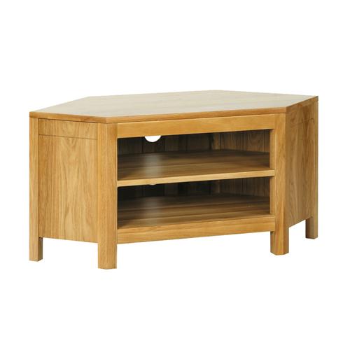 Contemporary Oak Low Corner TV Stand - up to