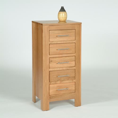 Contemporary Oak Range Contemporary Oak 5 Drawer Narrow Chest 303.304