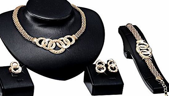 Contever Attactive Elegant Party Necklace Earring Bracelet Ring Jewelry Set