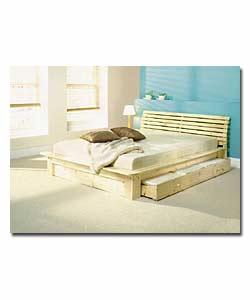 Solid Pine Double Bed/Comfort Mattress/2 Drawers