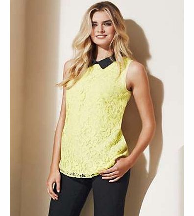 Contrast Collar Lace Top