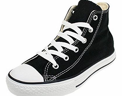 All Star Chuck Taylor Youth Kids Hi Classic Black Canvas Trainers, UK 13