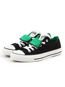Converse Black/Green Double Tongue Ox Trainer