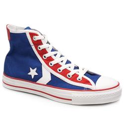 Converse Male Poorman Pro Lea Hi Fabric Upper in Navy and Red