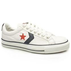 Converse Male Star Player Leather Upper in White and Navy