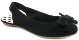 Platino `Sunshine` Ladies Elasticated Sling Back Jersey Ballerina Shoes With Bow - Black - 4 UK