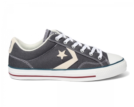 Converse Star Player Ox Grey/White Canvas Trainers