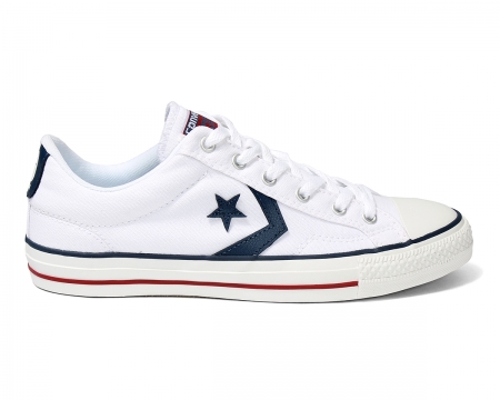 Star Player OX White/Navy Canvas Trainers