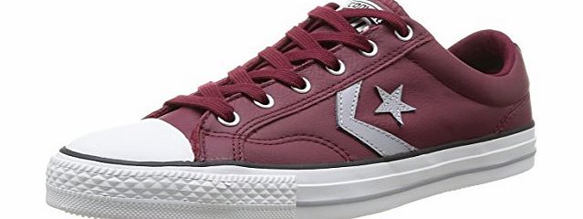 Converse Unisex-Adult Star Player Leather Trainers, Burgundy/Grey, 8.5 UK