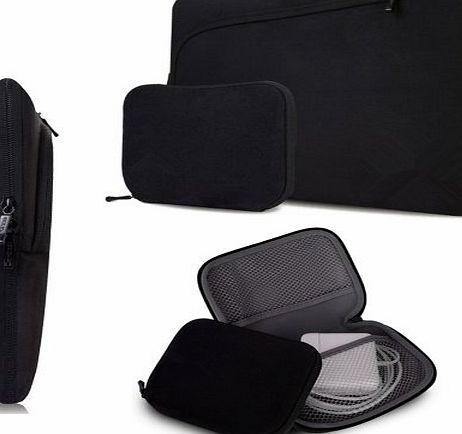  Universal 11.6 inch Laptop Sleeve Bag Case Pouch + Accessory Bag for Apple Macbook Air 11, Chromebook 11 (Fit all 11.6 inch ultrabook laptop) - Colour Black