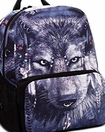 COOGLE 3D5 wolf pattern 3D Nylon Backpack