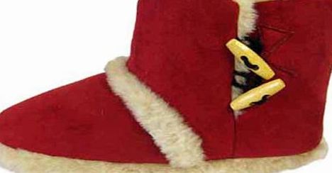 New Ladies Coolers Branded FUR LINED Microsuede Textile Upper 2 Toggle Closure Fluffy Lined Snugg Mid Calf Boot Slipper 322. UK5-6 Brown