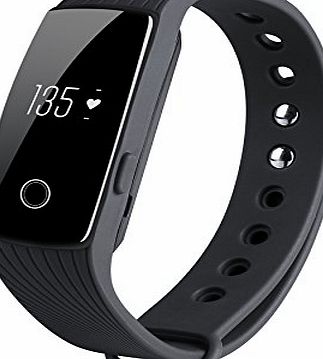 COOSA Heart Rate Monitor, Wirless Fitness Tracker, ID107 Bluetooth 4.0 Touch Screen Smart Wristband with Multi-Functions Activity Tracker for Android and iOS(1Black)