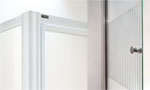 Coram Premier Inline Panels White Frame / Striped Glass