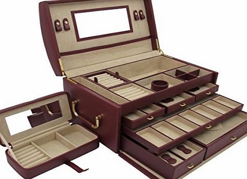 Cordays Beautiful Treasure Chest - Deluxe Hand Crafted Jewellery Organizer/Box Travel Accessory Case -Best Bridal Gift - Smooth PU Leather by Cordays CDL-10042P