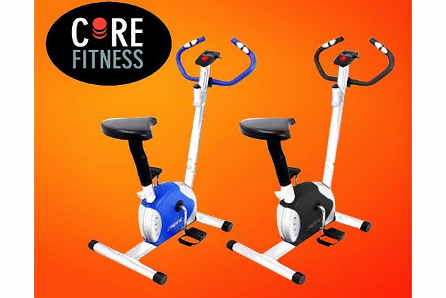 Core Spirit NEW 2015 CORE FITNESS ADJUSTABLE RESISTANCE EXERCISE BIKE FOR CARDIO FITNESS (Blue and White)