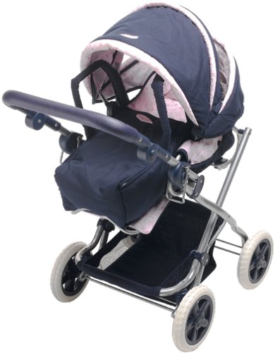 Corolle - Navy blue and pink doll carriage