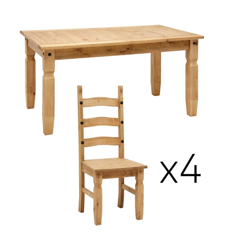 Corona Pine 152cm Dining Table with 4 Chairs