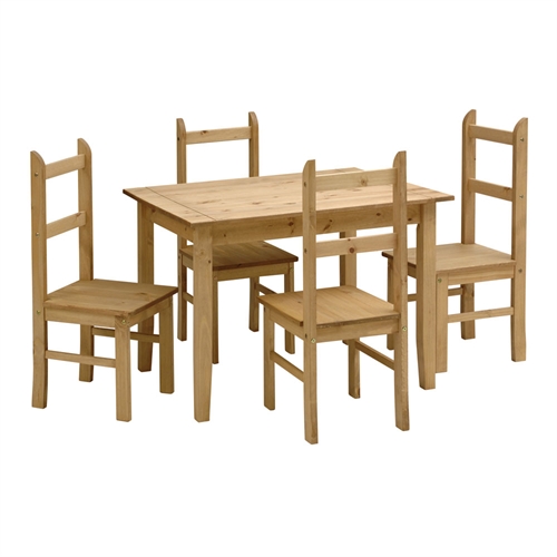 Corona Mexican Pine Dining Set with 4 Chairs